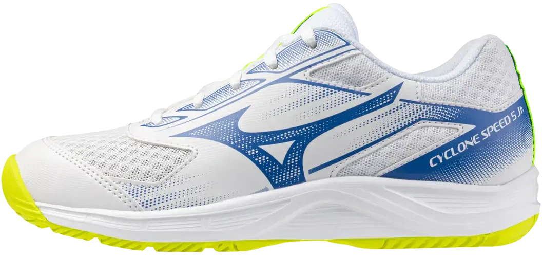 Mizuno Cyclone Speed 5 Junior Volleyball Shoe - White-Lightning Yllw