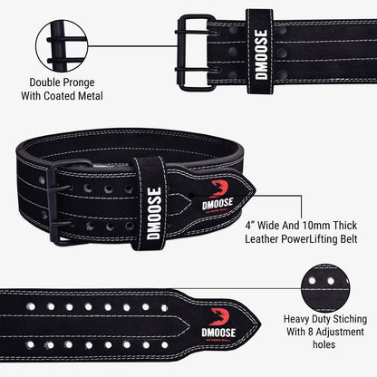 Powerlifting Belt for Weightlifting: Black/Red - Buckle Belt (Suede Leather) / M