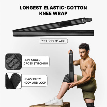 Knee Wraps for Weightlifting: Black (pair)
