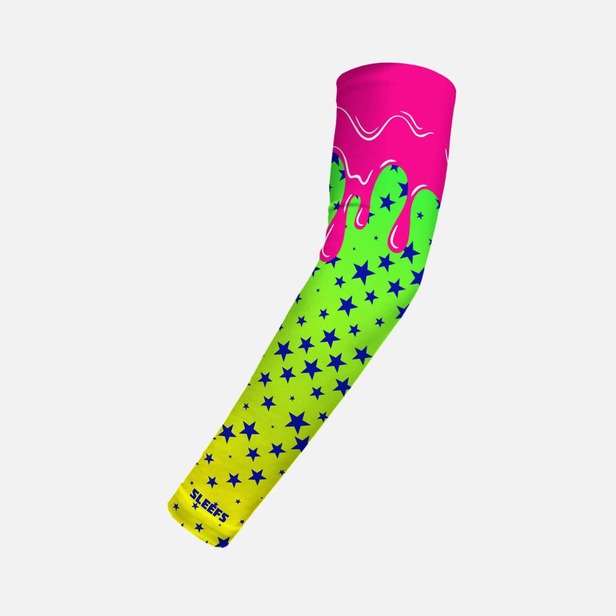 Neon Lime Stars Drip Kids Arm Sleeve