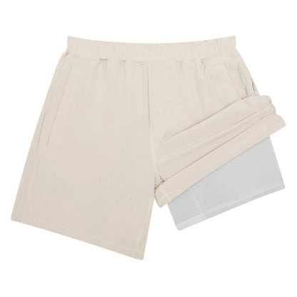 Stone Khaki Freeballers - Sport Shorts: 8" Inseam / Built-in Liner / XX-Large