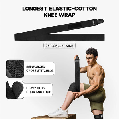 Knee Wraps for Weightlifting: Black (pair)