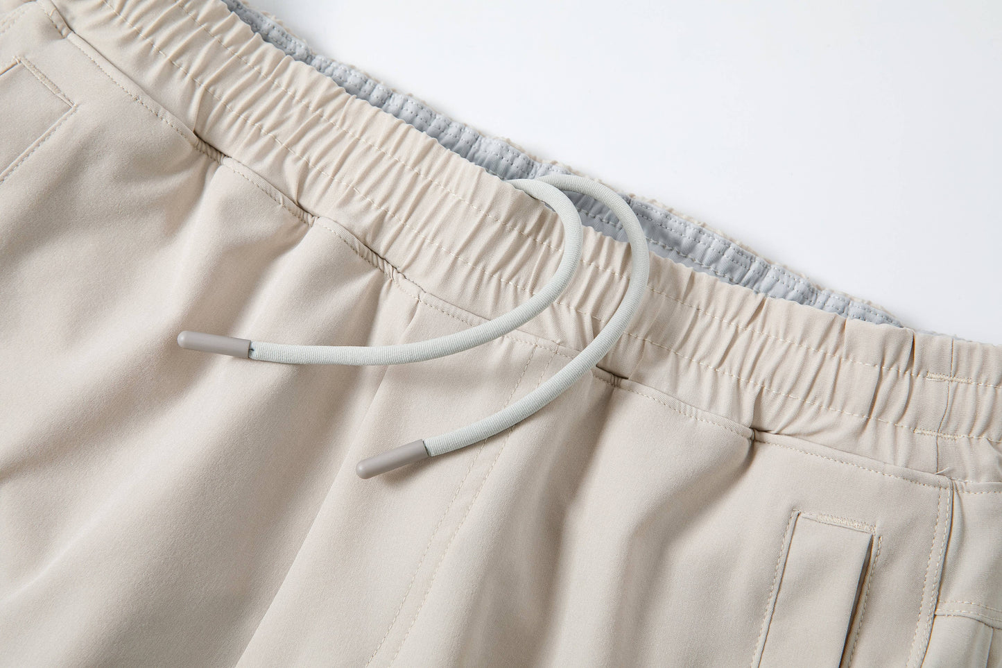 Stone Khaki Freeballers - Sport Shorts: 8" Inseam / Built-in Liner / Large