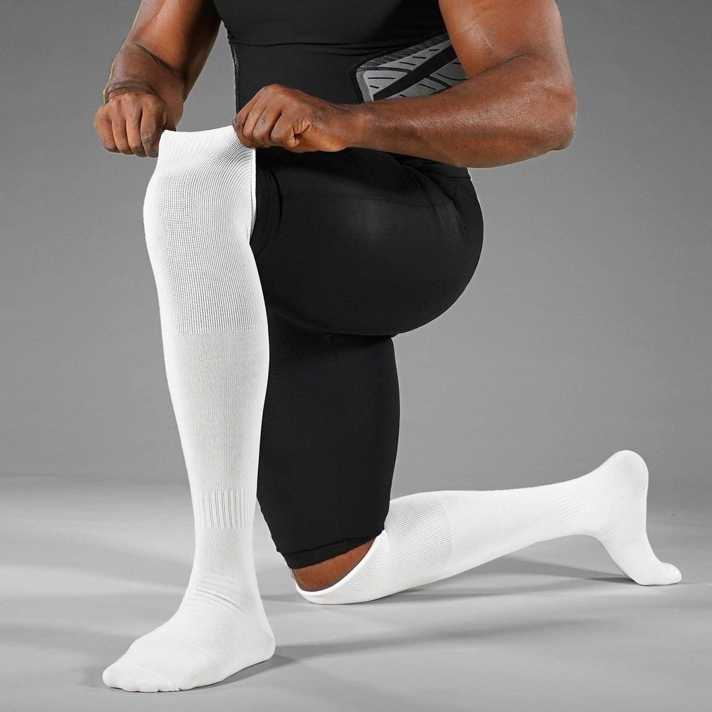 Basic White Football Football Knee-High Socks