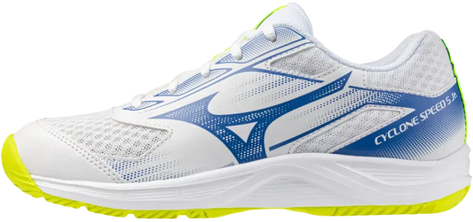 Mizuno Cyclone Speed 5 Junior Volleyball Shoe - White-Lightning Yllw
