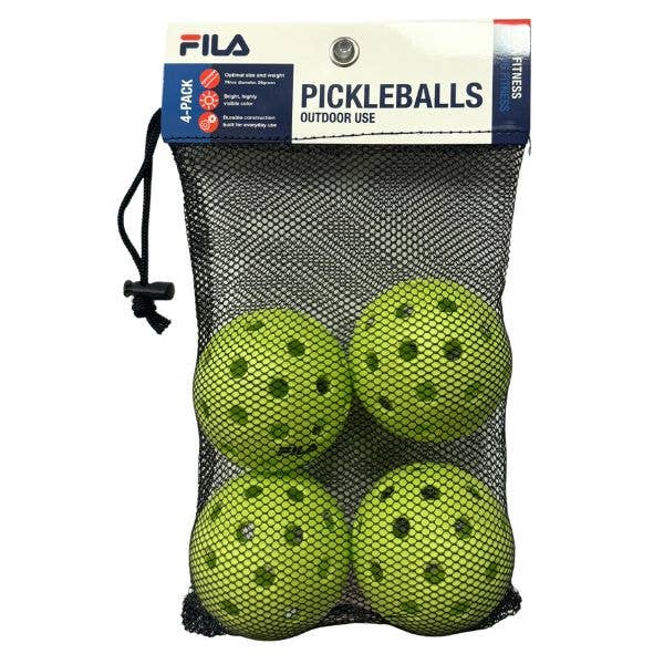 Fila Sport - 4Pack Set Outdoor Pickleballs - Mesh Carry Bag 