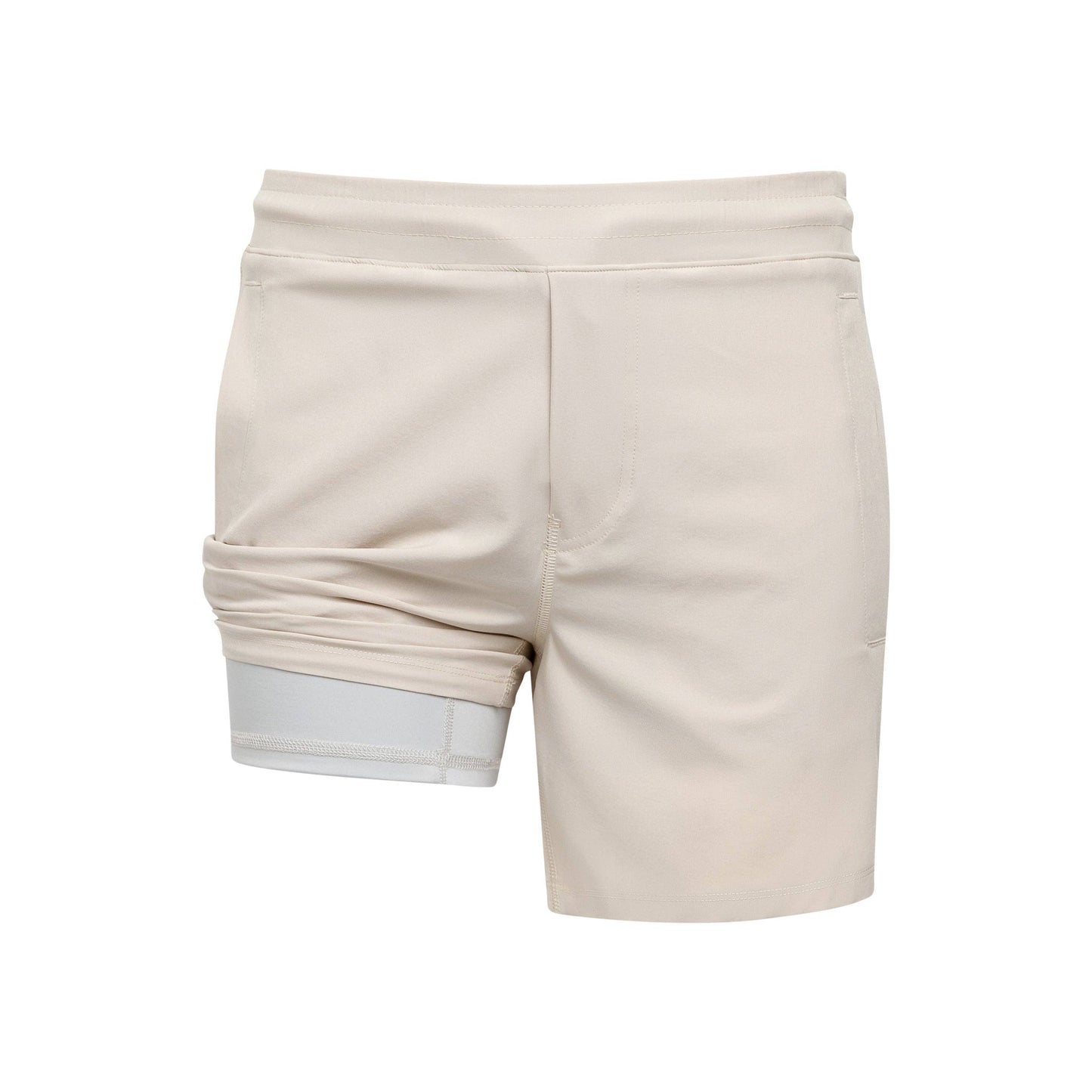Stone Khaki Freeballers - Sport Shorts: 8" Inseam / Built-in Liner / X-Large