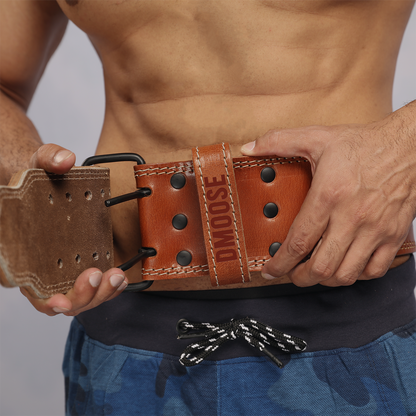 Powerlifting Belt for Weightlifting: Black/Red - Buckle Belt (Suede Leather) / M