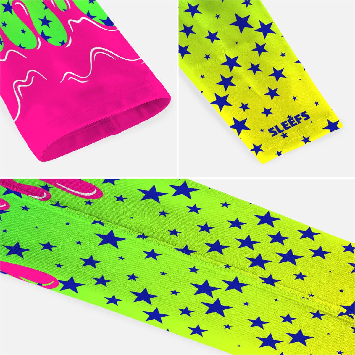 Neon Lime Stars Drip Kids Arm Sleeve