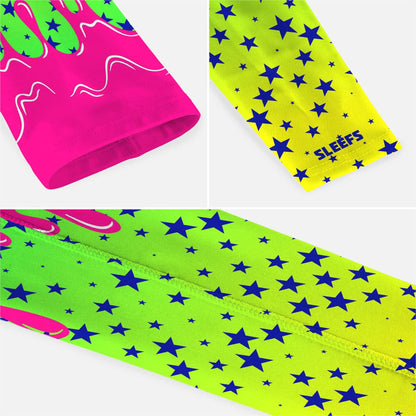 Neon Lime Stars Drip Kids Arm Sleeve