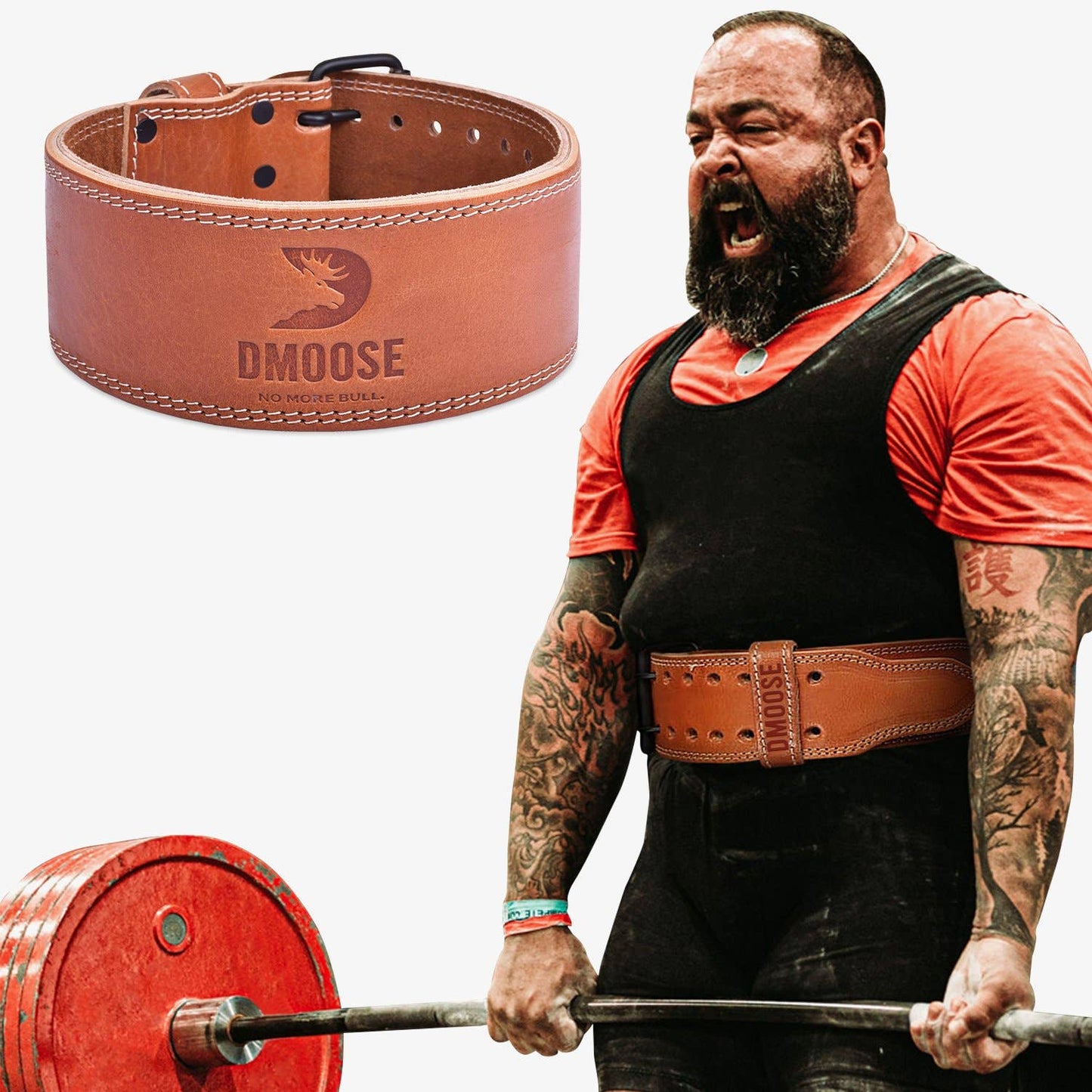Powerlifting Belt for Weightlifting: Black/Red - Buckle Belt (Suede Leather) / M