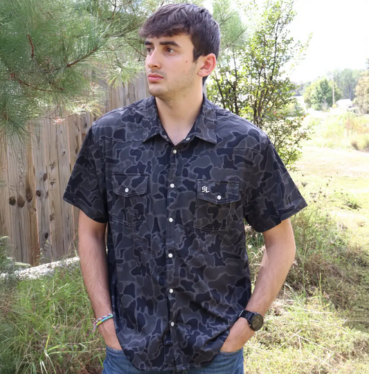 Pearl Snap Black Camo